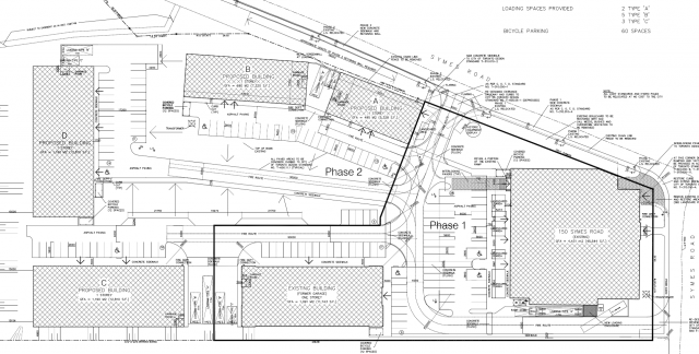 The phased site plan, image via submission to the City of Toronto